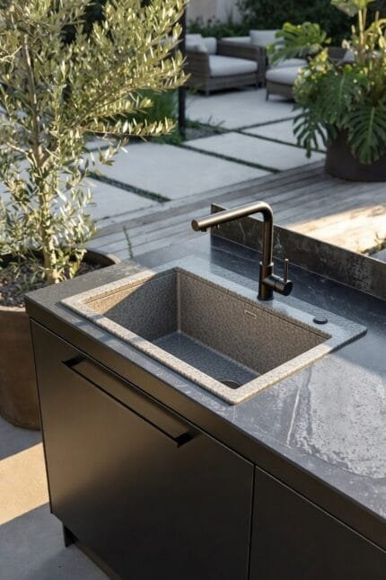 ankastre ve eviye üniteleri dış mekan mutfak metal evye modülü vago