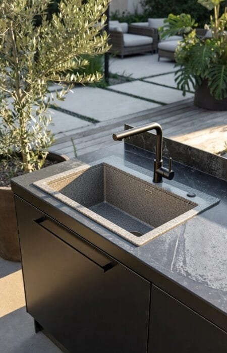 ankastre ve eviye üniteleri dış mekan mutfak metal evye modülü vago