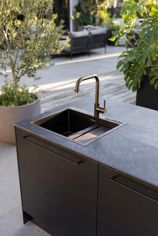 açık sistem dış mekan bahçe mutfak görseli