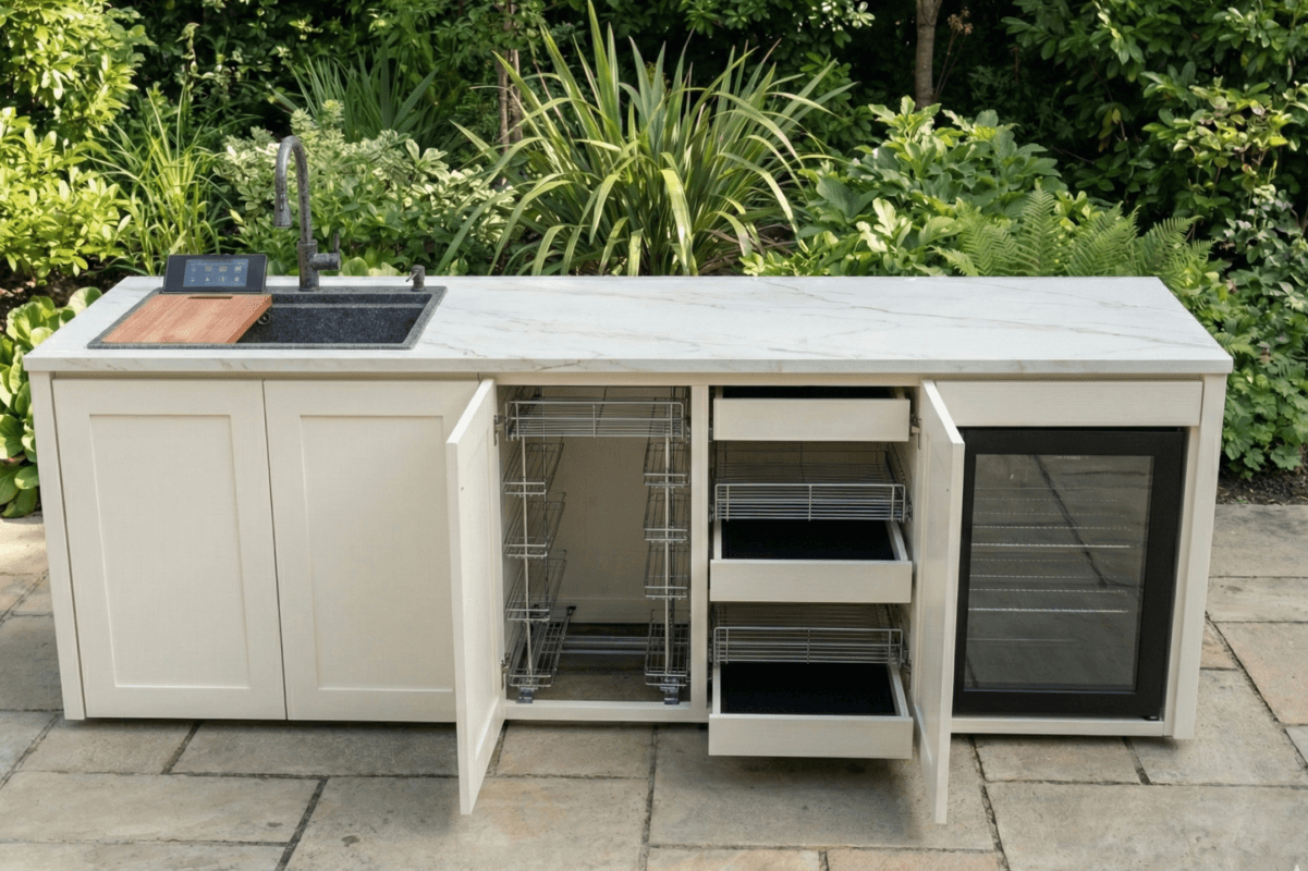 Vago Garden V açık sistem paslanmaz çelik dış mekan bahçe mutfağı ve modüler barbekü ünitesi.