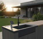 Bahçe ve teraslar için modern tasarım modüler dış mekan mutfak ünitesi.