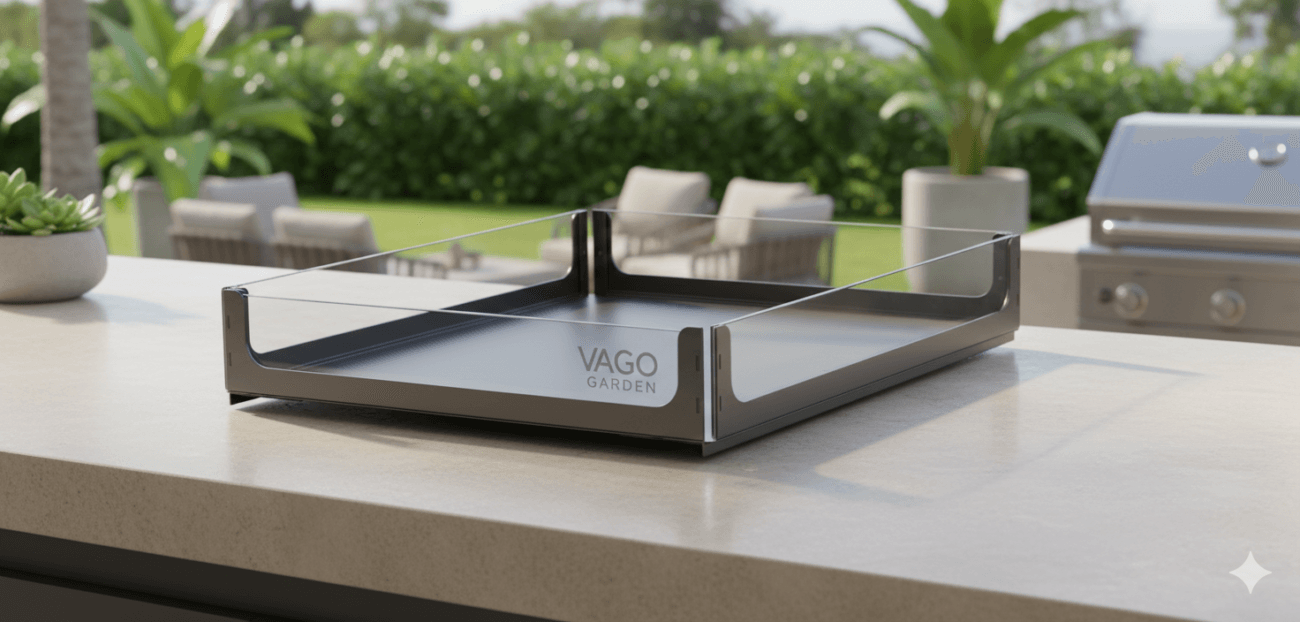vago garden metal çekmece, endüstriyel mutfak çekmecesi, dayanıklı dış mekan çekmece modülü, metal modüler mutfak aksesuarları, vago custom metal serisi
