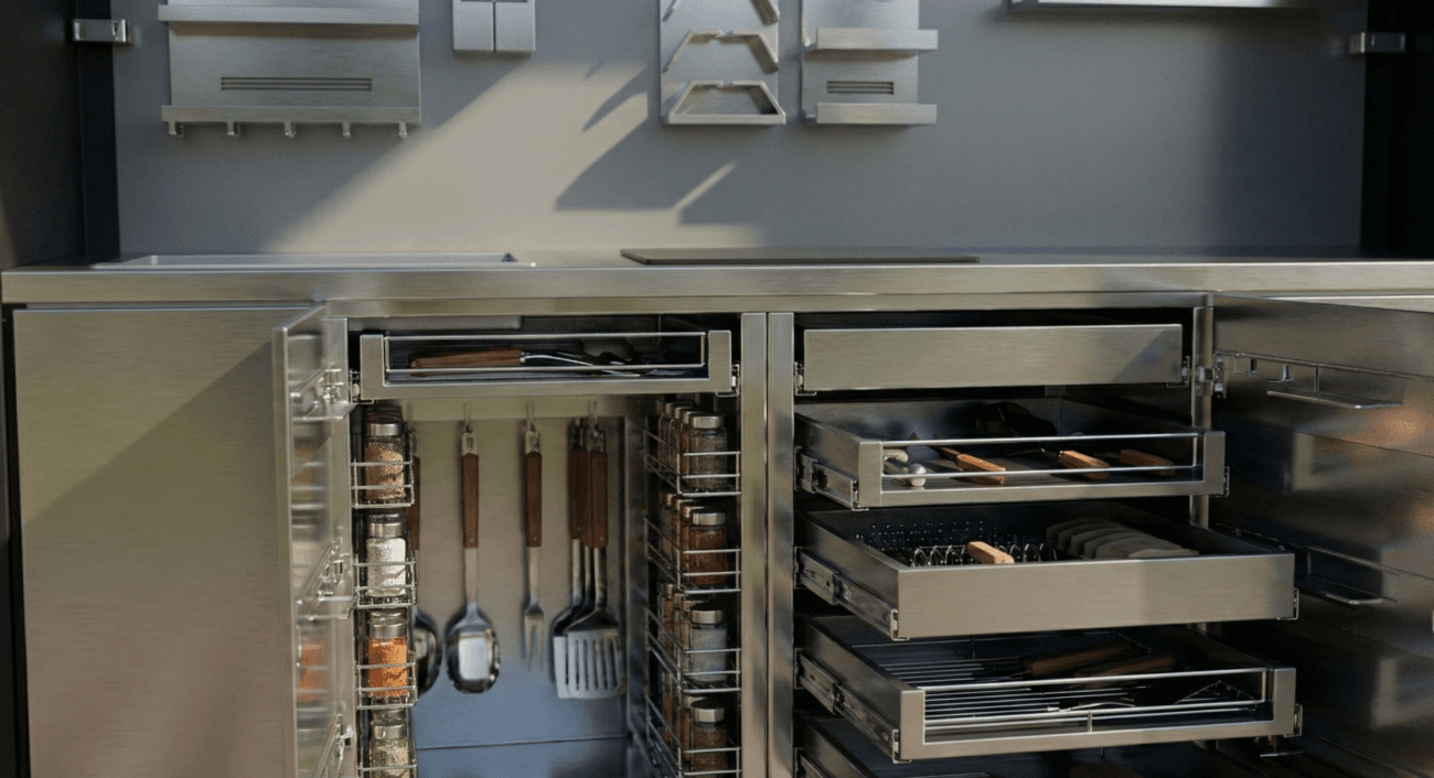 Vago Pro-Kit kişiselleştirilebilir paslanmaz çelik dış mekan bahçe mutfağı aksesuar seti.