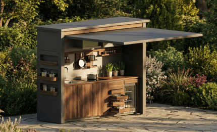 Vago Garden V serisi paslanmaz çelik modüler dış mekan mutfak ve barbekü ünitesi.