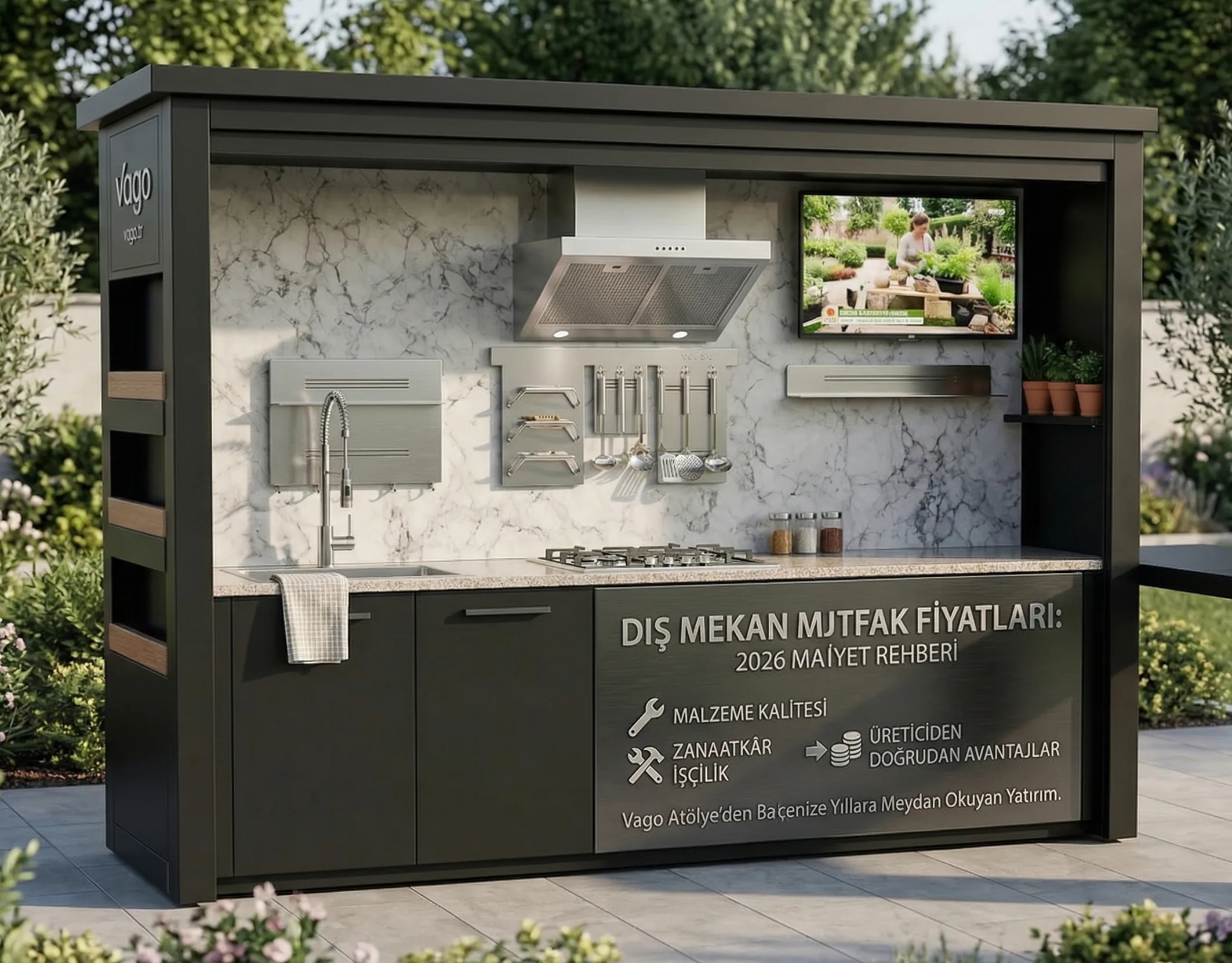 atölyede üretilen dayanıklı metal dış mekan mutfak iskeleti ve montajı