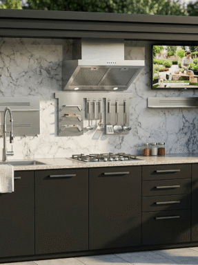 Dış mekan kapalı bahçe mutfaklarında kapak