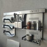 Siyah renkli Vago marka dış mekan mutfak için duvara monte tezgah üstü organizer seti.