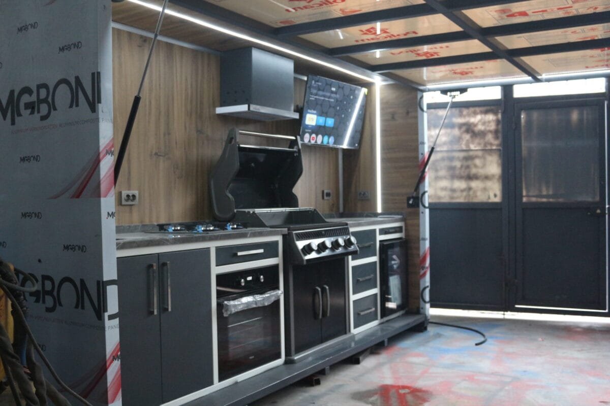 Ankastre fırın ve barbekülü tam donanımlı outdoor mutfak Vago Fason 360 BBQ
